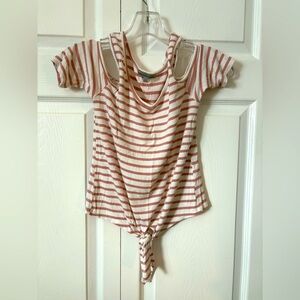 Women’s Charlotte Russe tie front cold shoulder strip top size XS
